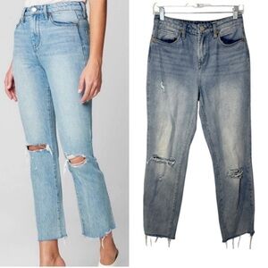 Blank NYC The Madison Crop High Rise Distressed denim raw hem jeans women’s 26